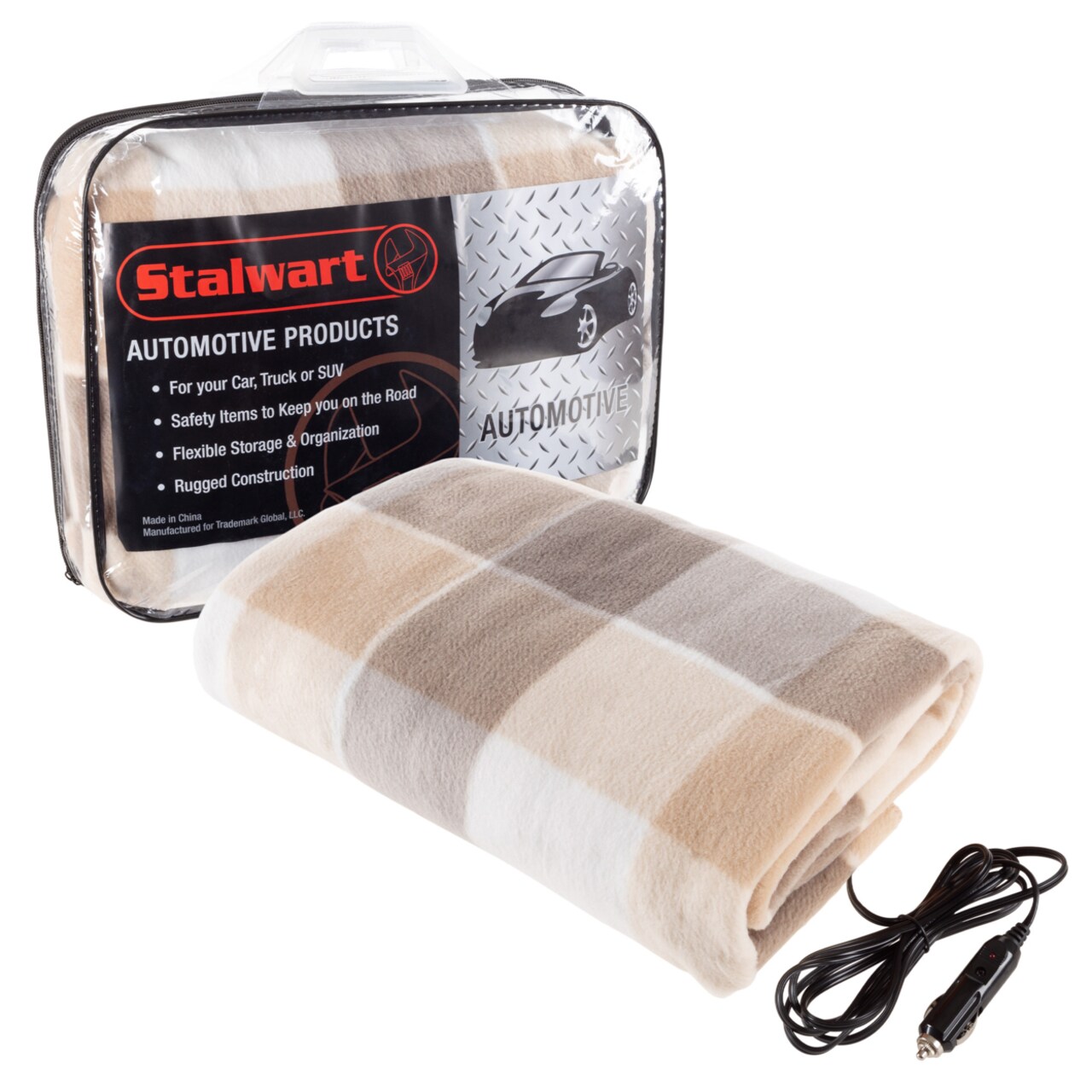 Stalwart Electric Car Blanket Heated 12V Polar Fleece Travel